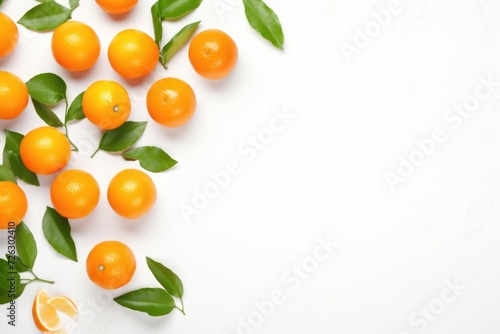 Chinese New Year orange tangerines mock-up on white background, copy space © Оксана Олейник