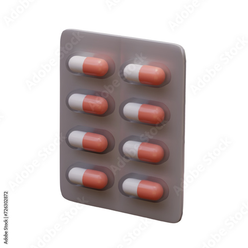 Concept of pharmacy. Realistic capsules with medicine inside