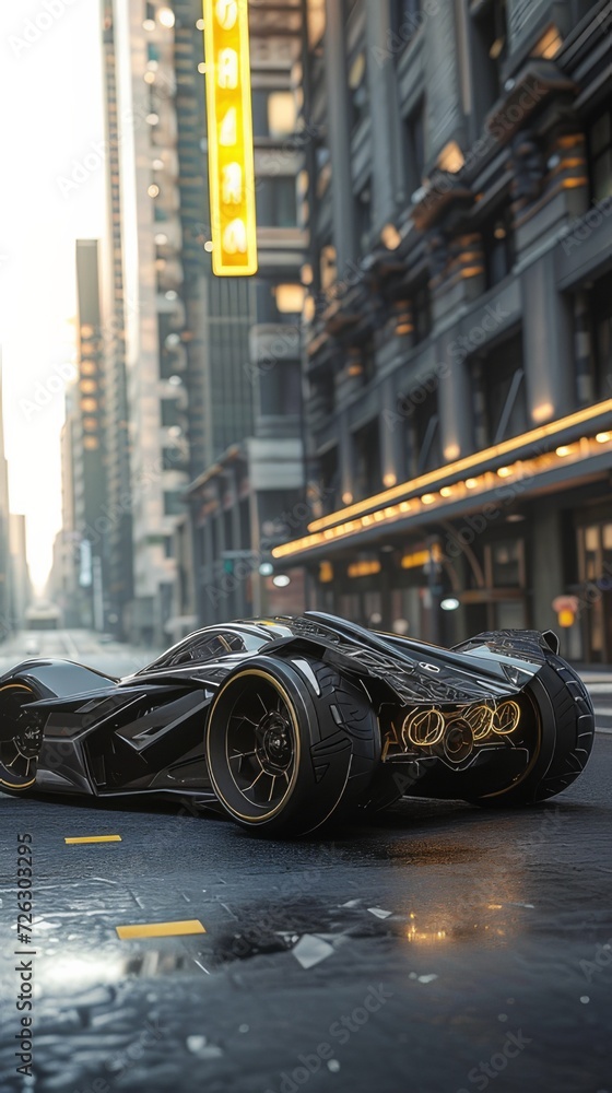 Futuristic Supercar Racing Down the Metropolitan Alley