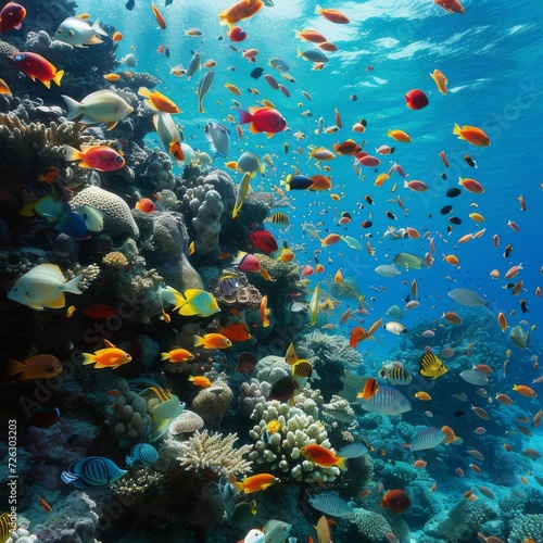 Vibrant Underwater Paradise with Tropical Fish and Coral Reefs