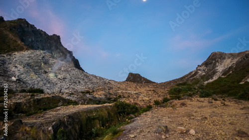 landscape with sky in the peak of Mount Sibayak 