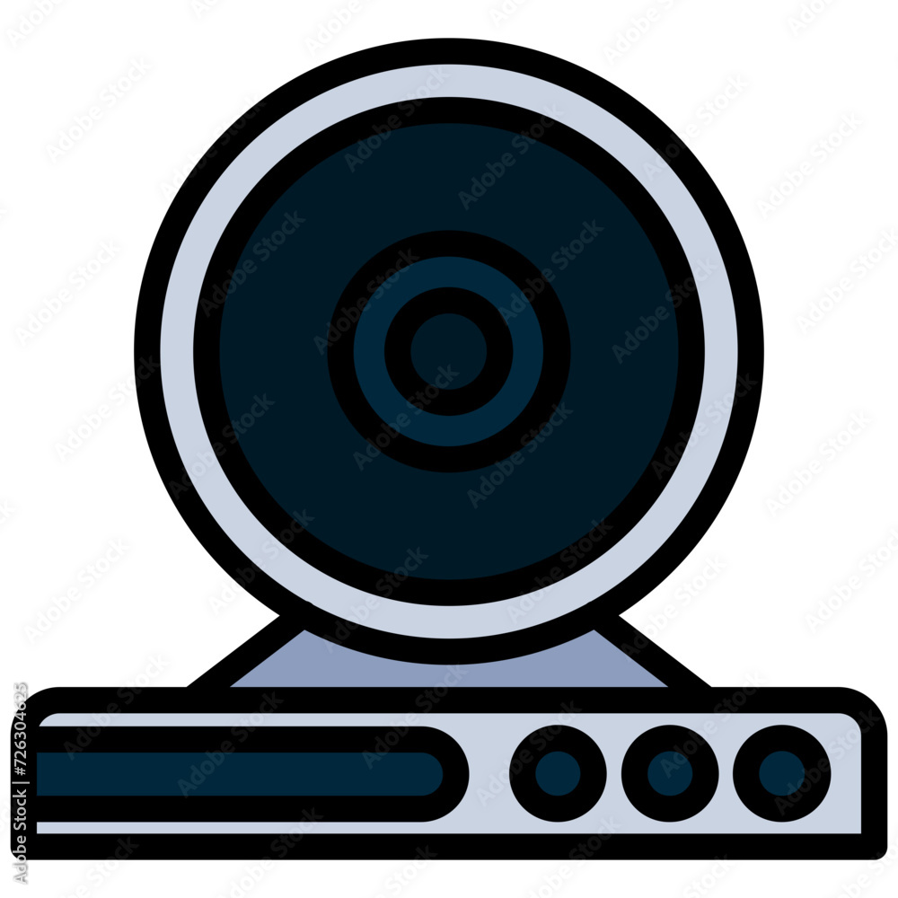 Webcam icon, outline flat design style icon, outline colour icon vector illustration. Webcam icon, outline flat design style icon, outline colour icon vector illustration.