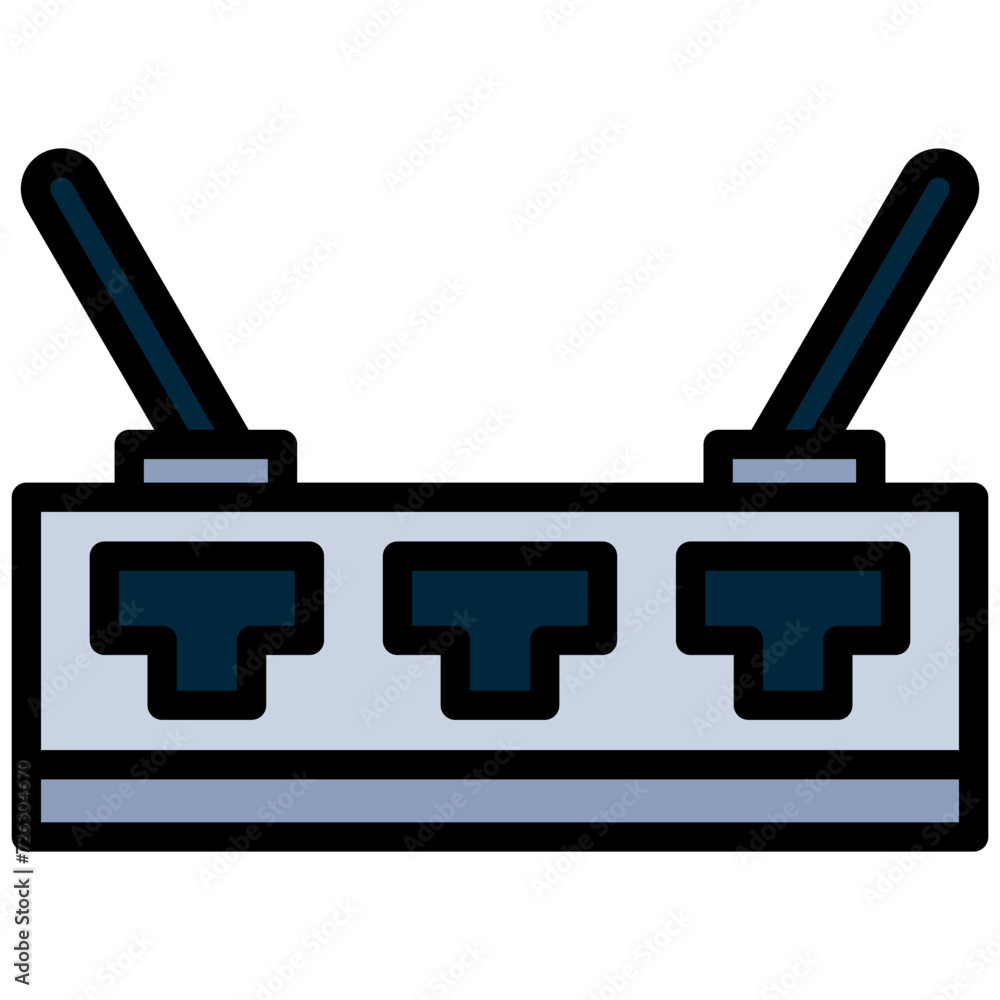 Broadband router lan icon, outline flat design style icon, outline colour icon vector illustration. Broadband router lan icon, outline flat design style icon, outline colour icon vector illustration.