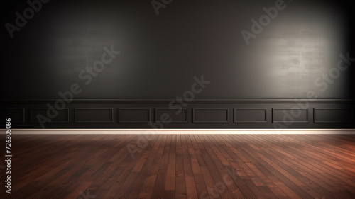 empty room with dark walls and wood floor