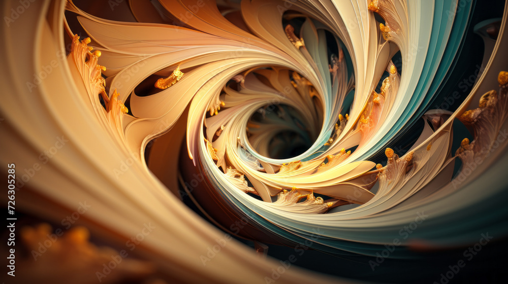 Elegant Swirling Abstract Design with Layered Spiral Patterns in Warm ...