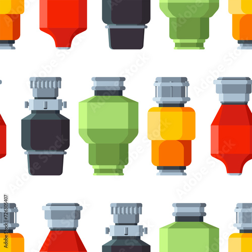 Garbage and waste disposer vector cartoon seamless pattern background for wallpaper, wrapping, packing, and backdrop.
