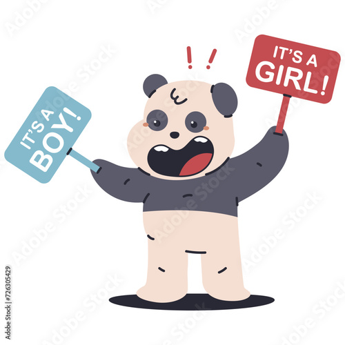Baby shower party with cute panda vector cartoon character illustration isolated on a white background. © Roi_and_Roi
