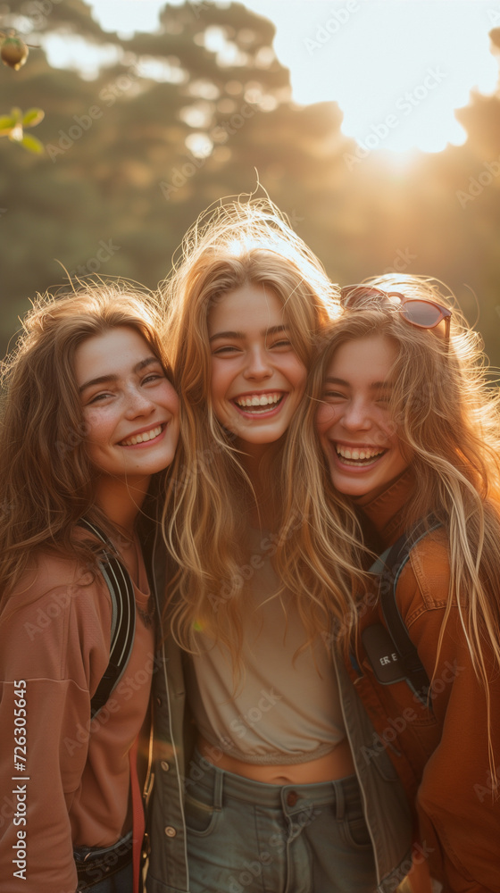 Fototapeta premium portrait of three smiling women,ai