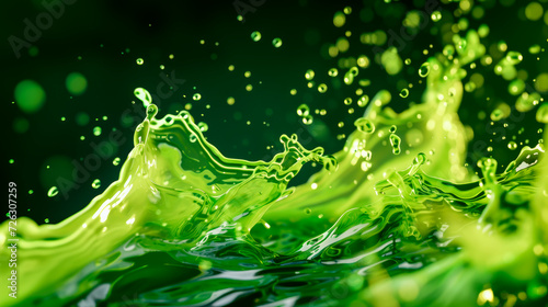 Green oil splatter effect on a green background.