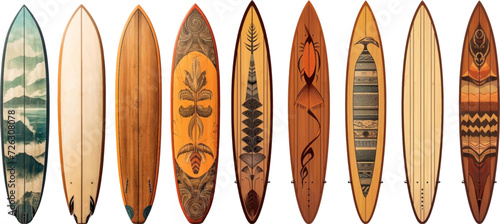 Set of surfboards on white background