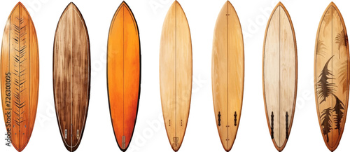 Set of surfboards on white background