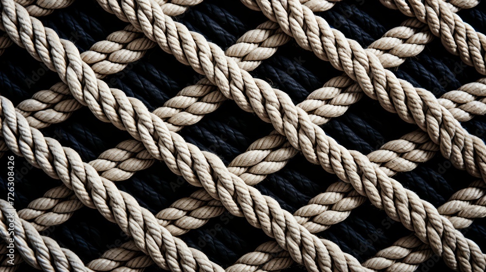 Woven rope pattern intertwined with steel in retro sailor style.