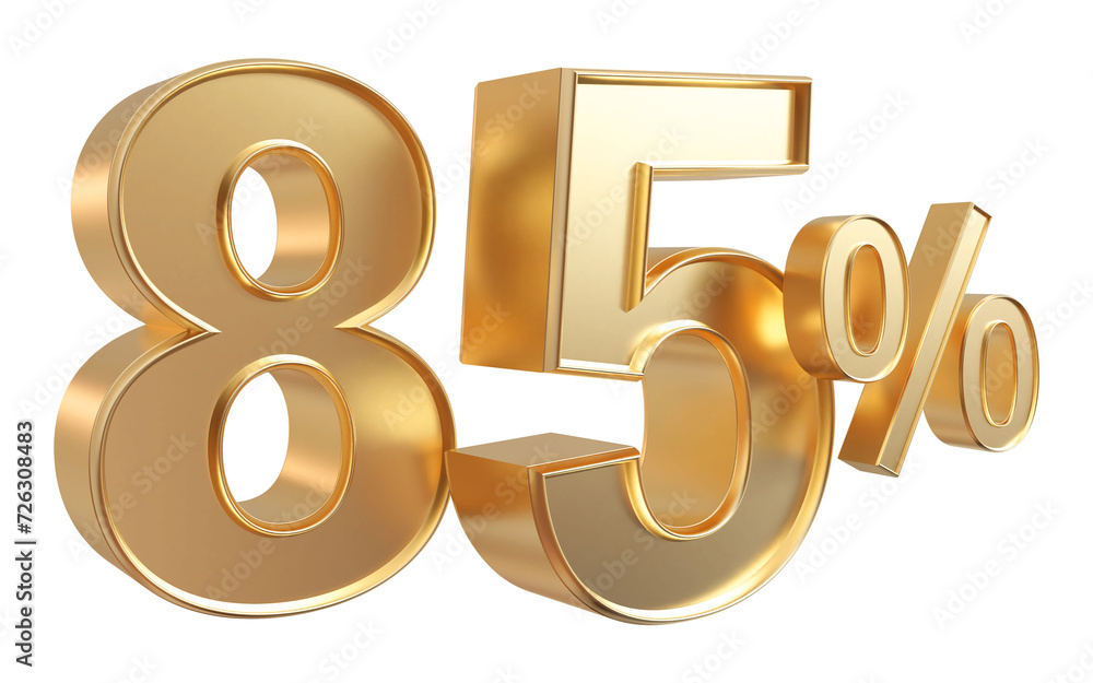 85 percent off discount number golden 3d render 85 percent off discount number golden 3d render