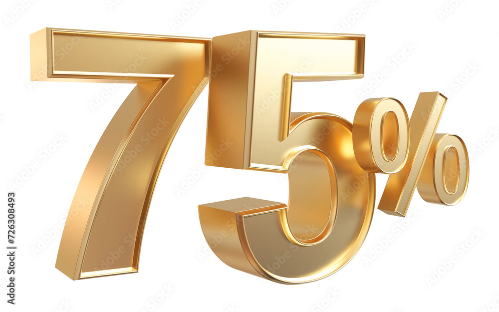 75 percent off discount number golden 3d render 75 percent off discount number golden 3d render