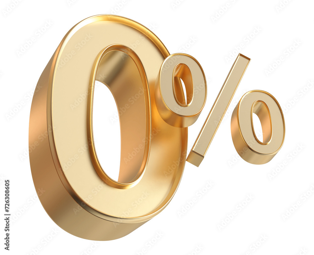 0 percent off discount number golden 3d render 0 percent off discount number golden 3d render