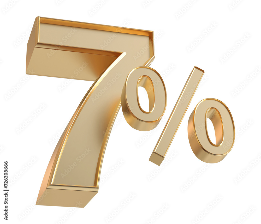 7 percent off discount number golden 3d render 7 percent off discount number golden 3d render