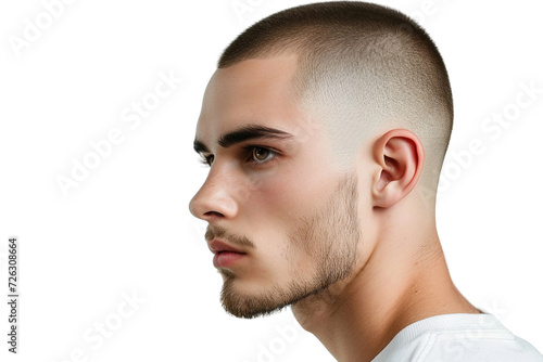 Buzz Cut Mens Haircut on Transparent Background