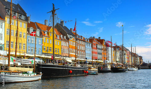 Nyhavn district in Copenhagen, Denmark