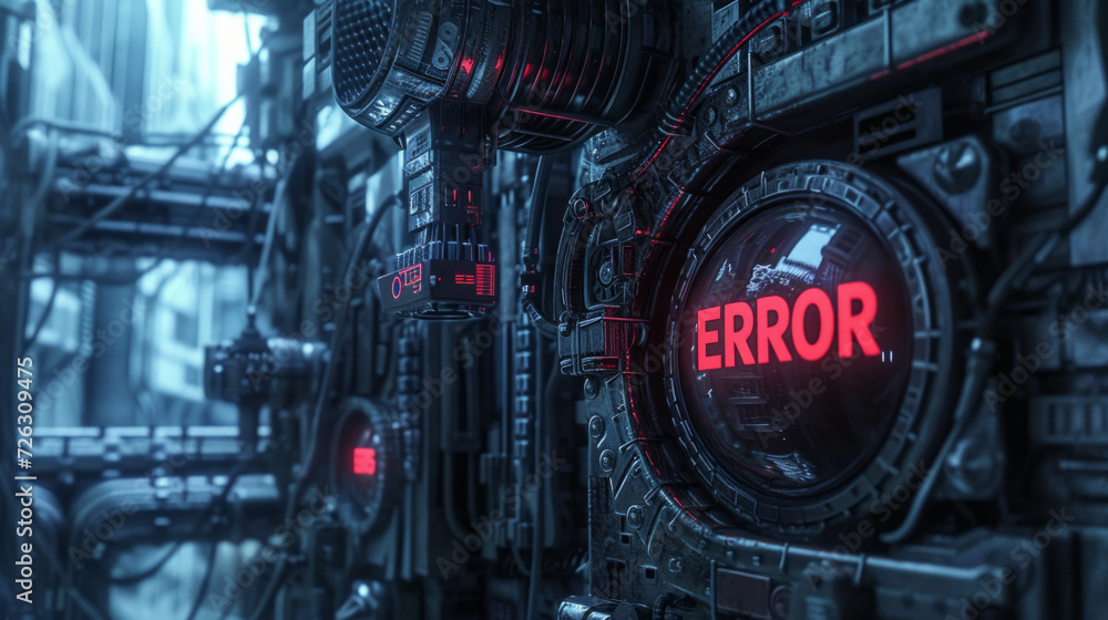Error concept image with a machine showing an error message