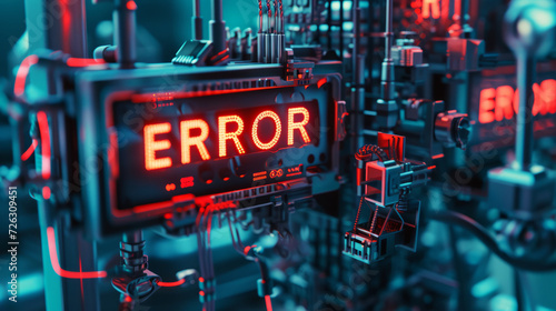 Error concept image with a machine showing an error message