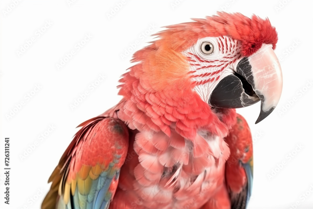 Fototapeta premium Pink_parrot_macaw_isolated_on_the_white_background_cutou