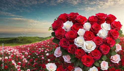Cuscino di rose a forma di cuore photo