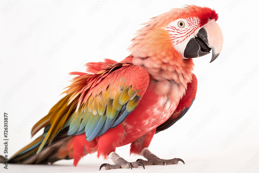 Obraz premium Pink_parrot_macaw_isolated_on_the_white_background_cutou