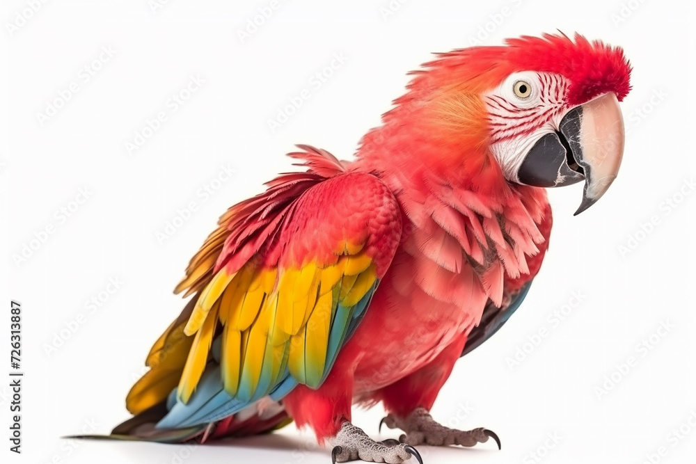 Fototapeta premium Pink_parrot_macaw_isolated_on_the_white_background_cutou