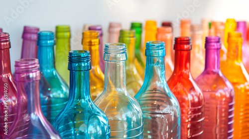 Multitude of plastic color bottles