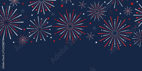 Red and blue independence of president day firework background design
