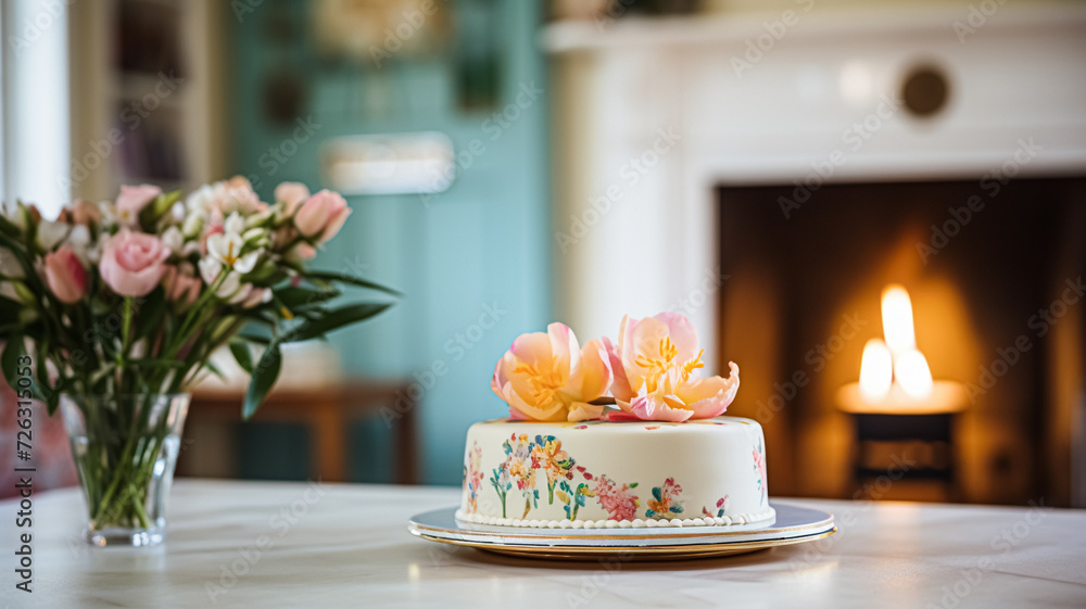 Homemade birthday cake in the English countryside house, cottage kitchen food and holiday baking recipe Homemade birthday cake in the English countryside house, cottage kitchen food and holiday baking recipe