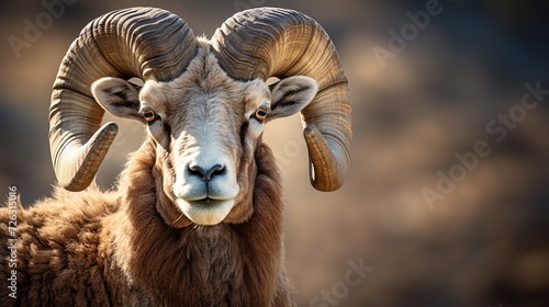 Stunning close up of a bighorn sheep profile