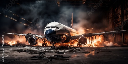 Devastating Aftermath Of An Airport Disaster As A Passenger Aircraft Plummets. Сoncept Emergency Response Efforts, Survivor Stories, Investigation Findings, Flight Safety Measures photo