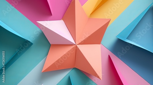 Top view of colorful paper geometry