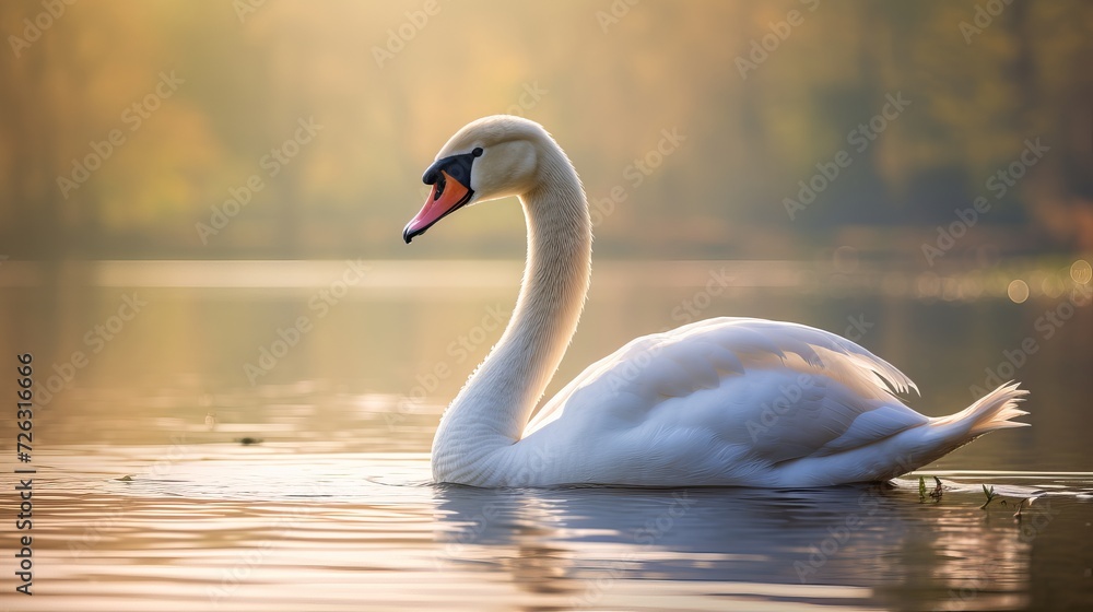 Vertical shot of a beautiful swan on a lake Vertical shot of a beautiful swan on a lake