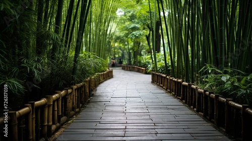 Walkway with bamboo