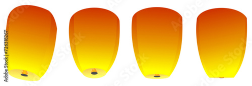 flying Chinese lanterns or chinese lampion. flat design illustration isolated on white background.