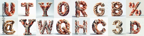 3D lettering what blend Bones and Muscles. AI generated illustration