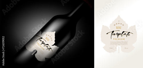 Wine Label with Leaf Silhouette. Bottle template vector