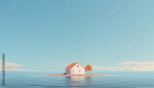 House on the island in the sea