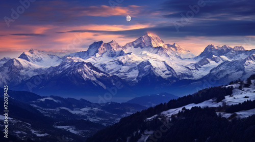 Switzerland Bern Hasliberg moon © Cybonix