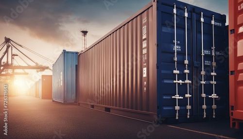 container box in port shipping container logistics area. modern trade, logistics, imports and export


