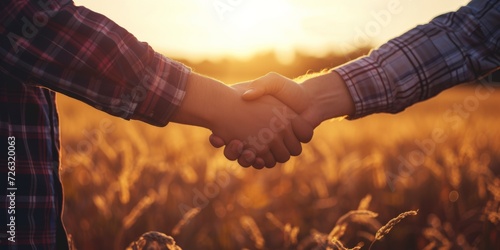People Collaborate In Different Settings Handshakes In Sunlight, Farmers With Technology, Business Deals Accepted. Сoncept Adventure Sports, Nature Exploration, Food Festival, Music Concert photo