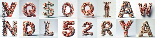 3D lettering what blend Bones and Muscles. AI generated illustration