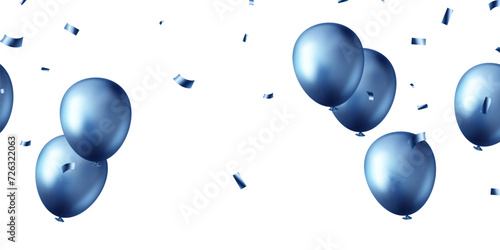 Celebration background with beautifully arranged blue balloons. Vector 3D illustration design