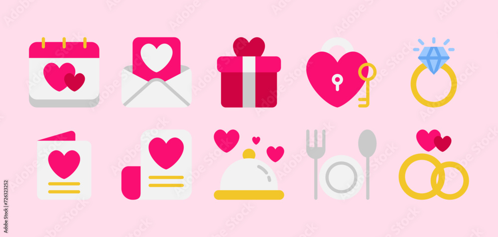 Wedding Icon Set in Flat Style Suitable for Web & Apps Design, Presentation, and Social Media Wedding Icon Set in Flat Style Suitable for Web & Apps Design, Presentation, and Social Media