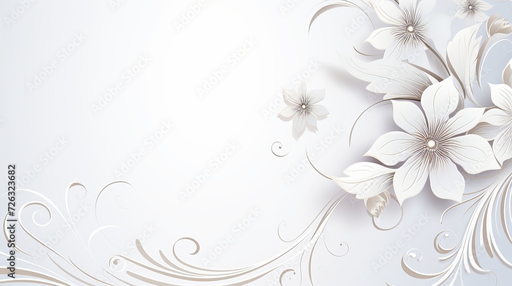 Abstract background with white floral ornament on a white background Abstract background with white floral ornament on a white background
