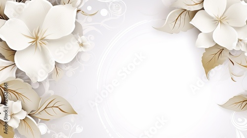 Abstract background with white floral ornament on a white background