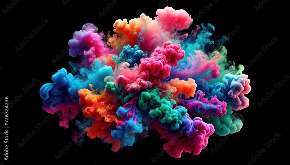 ivid display of colorful smoke against a black background, with dynamic swirls and a blend of bright pinks, blues, greens, and oranges ivid display of colorful smoke against a black background, with dynamic swirls and a blend of bright pinks, blues, greens, and oranges