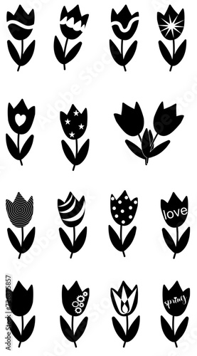 Tulip Icon set, spring vector graphics, Easter, decorative flower - tulips icons- suitable for greeting card, message, banner, icon, sublimazione and cricut